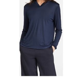 Theory - Easy Rib lightweight Hoodie In Space (navy) - (#0672)